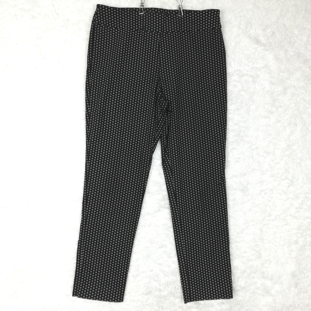 Counterparts Womens Pants Cropped Ankle Black White Geometric Print Pull On 12